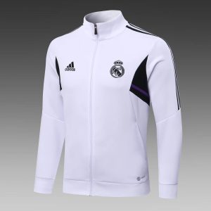 2022/2023 Real Madrid Long Zipped Jacket White Jacket And Black Pants Football Shirt