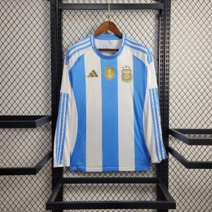 2024 Long Sleeve Argentina Home Soccer Jersey 1:1 Thai Quality