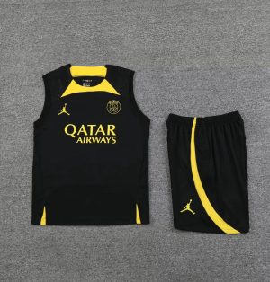 2023/2024 Psg Paris Saint-Germain pre-match training Black-Yellow Jersey+Shorts 1:1 Thai Quality