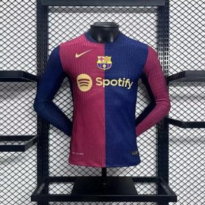 2024/2025 Long Sleeve Player Version Barcelona Home Jersey 1:1 Thai Quality