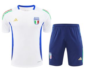 2024 Italy Pre-match training White Shirt+Shorts 1:1 Thai Quality