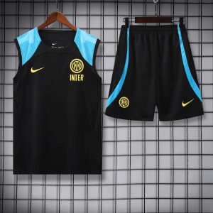 2023/2024 Internazionale Milan pre-match training Black Jersey+Shorts 1:1 Thai Quality