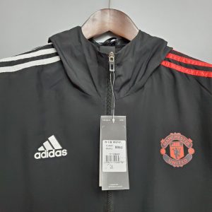 2021 Manchester United Jersey Windbreaker Black(White-Red Edge)