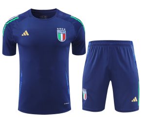 2024 Italy Pre-match training Blue Shirt+Shorts 1:1 Thai Quality