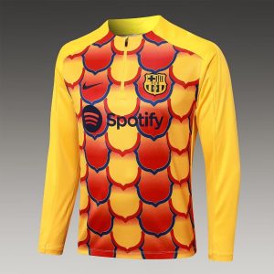 2024/2025 Barcelona Half-Pull Training Suit Yellow-Red Football Shirt 1:1 Thai Quality