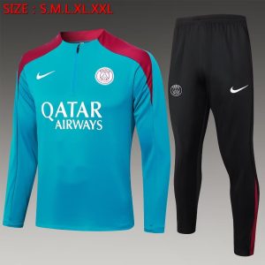 2024/2025 Psg Paris Saint-Germain Half-Pull Training Suit Light Blue Football Shirt 1:1 Thai Quality