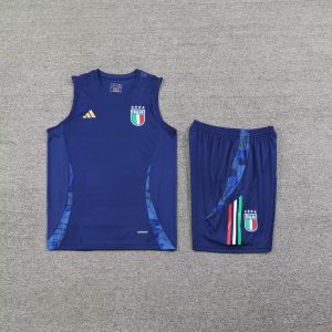 2024 Italy Pre-match training Blue Jersey+Shorts 1:1 Thai Quality