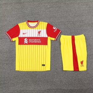 2024/2025 Liverpool Pre-match Training Yellow-Red Shirt+Shorts  1:1 Thai Quality