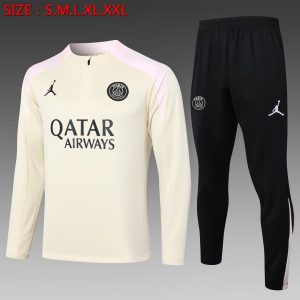 2024/2025 Psg Paris Saint-Germain Half-Pull Training Suit Apricot Football Shirt 1:1 Thai Quality