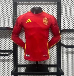 2024 Long Sleeve Player Version Spain Home Soccer Shirt 1:1 Thai Quality