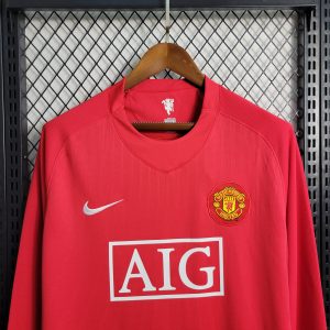 2007-2008 Retro Long Sleeve Manchester United Home Football Shirt 1:1 Thai Quality