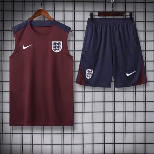 2024 England pre-match training Wine Red Jersey+Shorts 1:1 Thai Quality