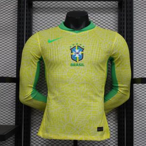 2024 Long Sleeve Player Version Brazil Home Football Shirt 1:1 Thai Quality