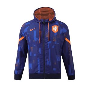 2024 Netherlands Windbreaker Blue Soccer Jersey