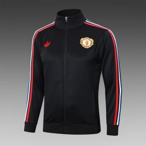 2024/2025 Manchester United Long Zipped Jacket Black Soccer Jersey 1:1 Thai Quality