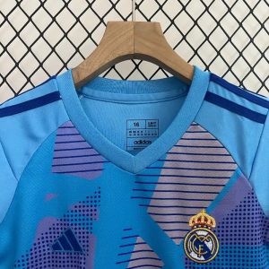 2024/2025 Kids Size Real Madrid Blue Goalkeeper Football Shirt 1:1 Thai Quality