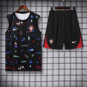 2024 Portugal Pre-match Training Black Jersey+Shorts 1:1 Thai Quality