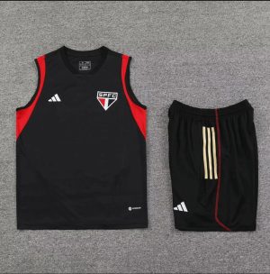 2023/2024 São Paulo pre-match training Black Jersey+Shorts 1:1 Thai Quality