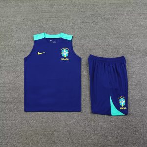 2024 Brazil pre-match training Blue Jersey+Shorts 1:1 Thai Quality