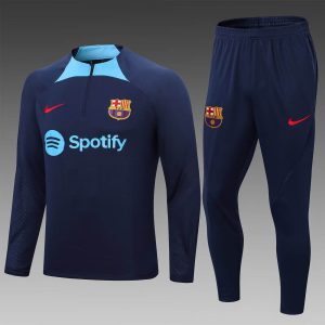 2022/2023 Barcelona Half-Pull Training Suit Dark Blue Jersey