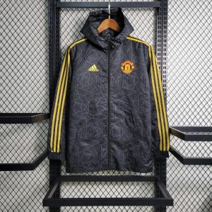 2023/2024 Manchester United Windbreaker Black Yellow Edge