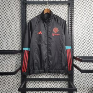 2023/2024 Manchester United Windbreaker Black Red Edge