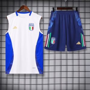 2024 Italy Pre-match training White Jersey+Shorts 1:1 Thai Quality