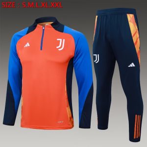 2024/2025 Juventus Half-Pull Training Suit Orange Football Shirt 1:1 Thai Quality Set