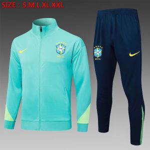 2024 Spain Long Zipped Jacket West Lake Blue Football Shirt 1:1 Thai Quality