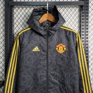 2023/2024 Manchester United Windbreaker Black Yellow Edge