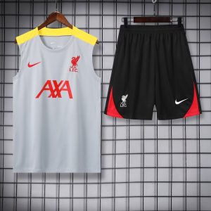 2024/2025 Liverpool Pre-match Training Grey Jersey+Shorts  1:1 Thai Quality