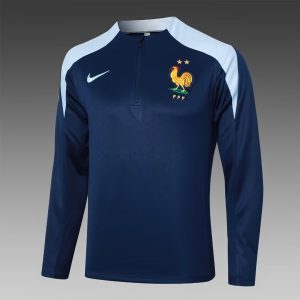 2024 France Half-Pull Training Suit Royal Blue Football Shirt 1:1 Thai Quality