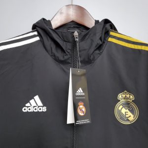 2021 Real Madrid Jersey Windbreaker Black(White-Yellow Edge)