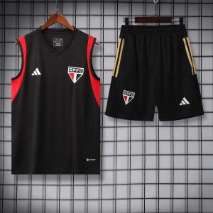 2023/2024 São Paulo pre-match training Black Jersey+Shorts 1:1 Thai Quality