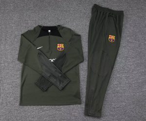 2023/2024 Barcelona Half-Pull Training Suit Army Green Jersey