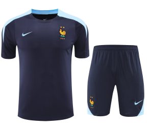 2024 France pre-match training Blue Shirt+Shorts 1:1 Thai Quality