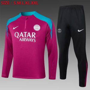 2024/2025 Psg Paris Saint-Germain Half-Pull Training Suit Purple-Red Football Shirt 1:1 Thai Quality