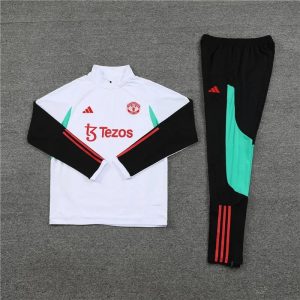 2023/2024 Manchester United Half-Pull Training Suit White Football Shirt 1:1 Thai Quality