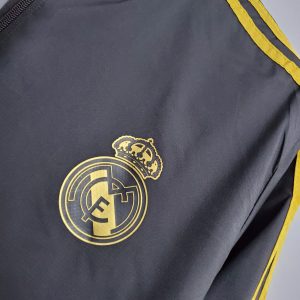 2021 Real Madrid Jersey Windbreaker Black(White-Yellow Edge)