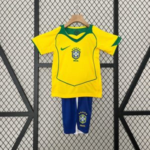 2004 Retro Kids Size Brazil Home Soccer Jersey