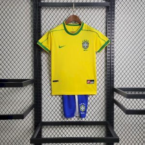 1998 Retro Kids Size Brazil Home Soccer Jersey