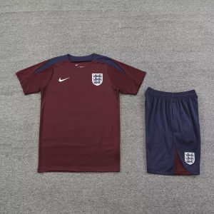 2024 England pre-match training Wine Red Shirt+Shorts 1:1 Thai Quality