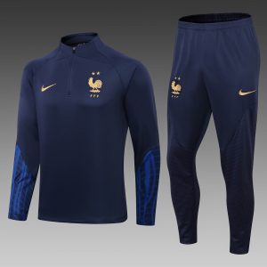 2022 France Half-Pull Training Suit Royal Blue Football Shirt