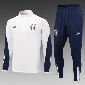 2023 Italy Half-Pull Training Suit Off-White Soccer Shirt