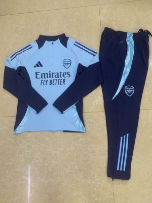 2024/2025 Arsenal Half-Pull Training Suit Light Blue Football Shirt 1:1 Thai Quality