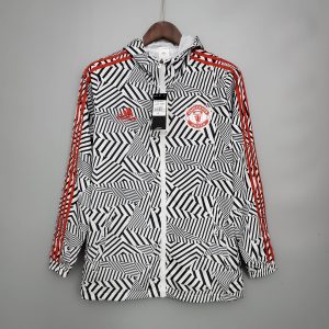 2021/2022 Manchester United Jersey Windbreaker Black-White Stripes