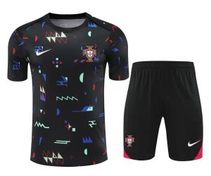 2024 Portugal Pre-match Training Black Shirt+Shorts 1:1 Thai Quality