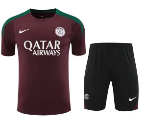 2024/2025 Psg Paris Saint-Germain pre-match training Wine Red Shirt+Shorts 1:1 Thai Quality