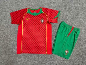 2004 Retro Kids Size Portugal Home Football Shirt 1:1 Thai Quality