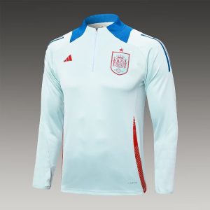 2024 Spain Half-Pull Training Suit Light Blue Football Shirt 1:1 Thai Quality